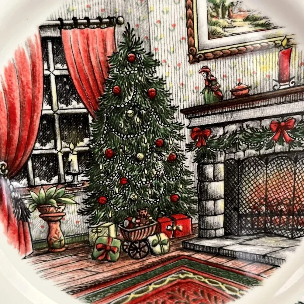 Royal Stafford CHRISTMAS MORNING 11in Dinner Plate Set of 4 Holiday Porcelain